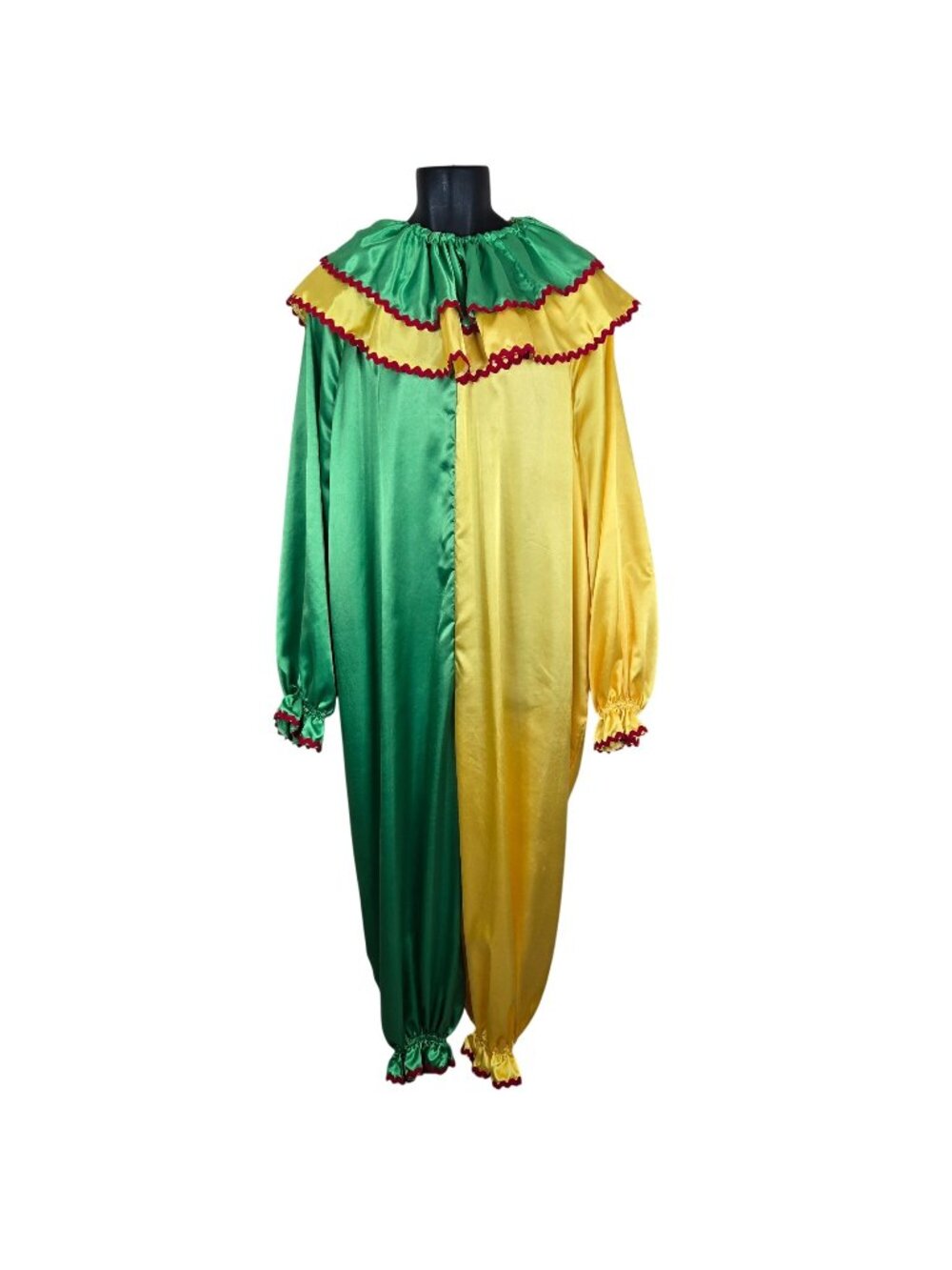 Vintage Clown Costume Yellow Green Satin Red Trim Unisex Adult One Size OS
